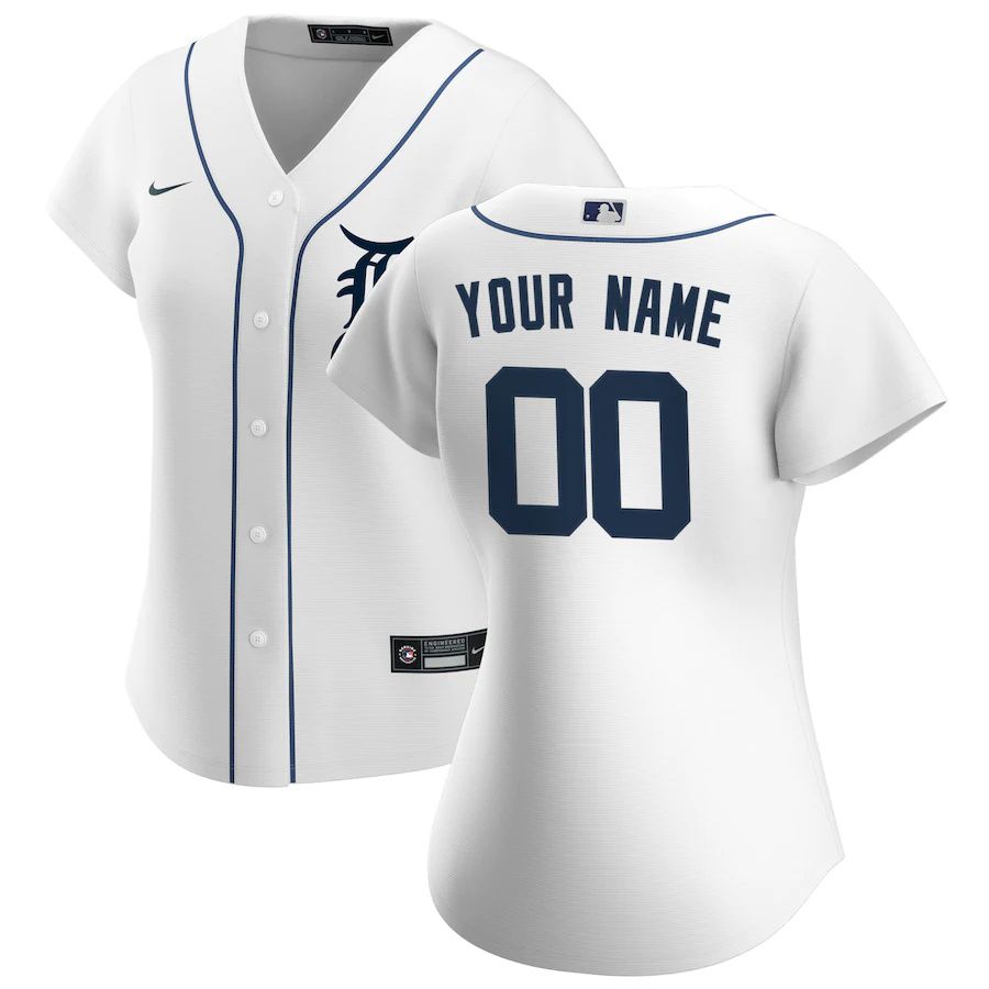 Womens Detroit Tigers Nike White Home Replica Custom MLB Jerseys